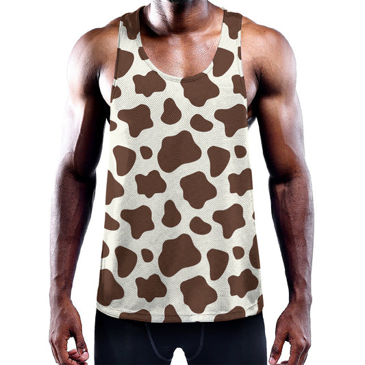 Brown And White Cow Print Training Tank Top