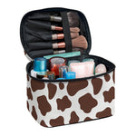 Brown And White Cow Print Travel Makeup Bag
