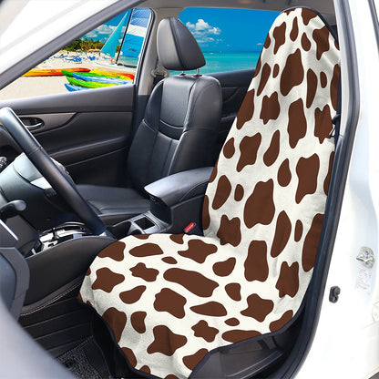 Brown And White Cow Print Waterproof Car Seat Cover