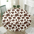 Brown And White Cow Print Waterproof Round Tablecloth