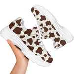 Brown And White Cow Print White Chunky Shoes