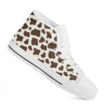 Brown And White Cow Print White High Top Sneakers