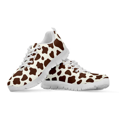 Brown And White Cow Print White Running Shoes