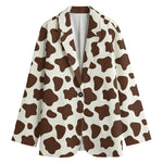 Brown And White Cow Print Women's Blazer