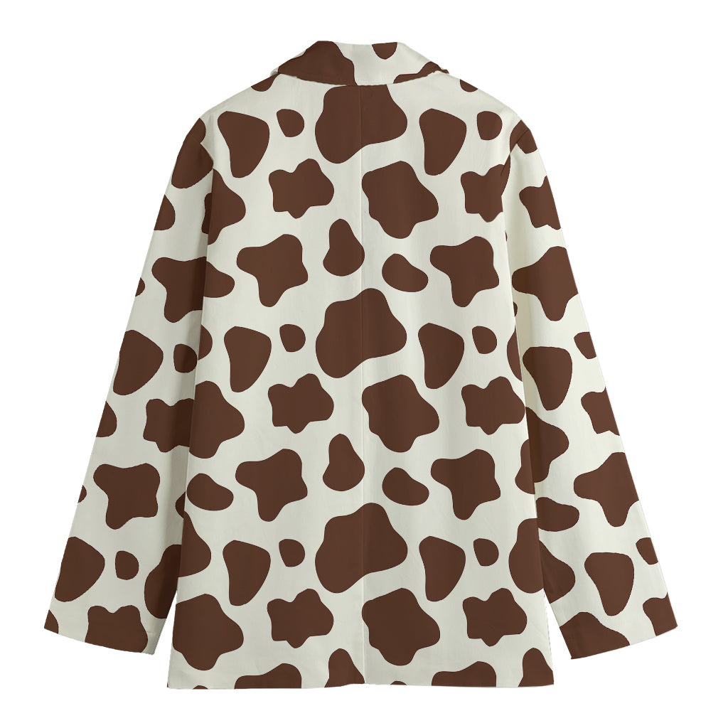 Brown And White Cow Print Women's Blazer