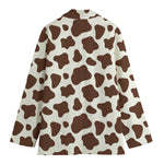 Brown And White Cow Print Women's Cotton Blazer