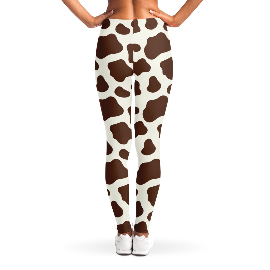 Brown And White Cow Print Women's Leggings