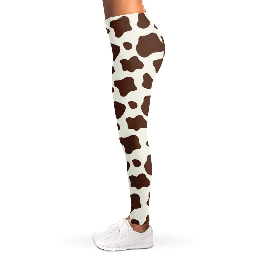 Brown And White Cow Print Women's Leggings