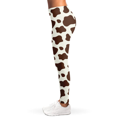 Brown And White Cow Print Women's Leggings