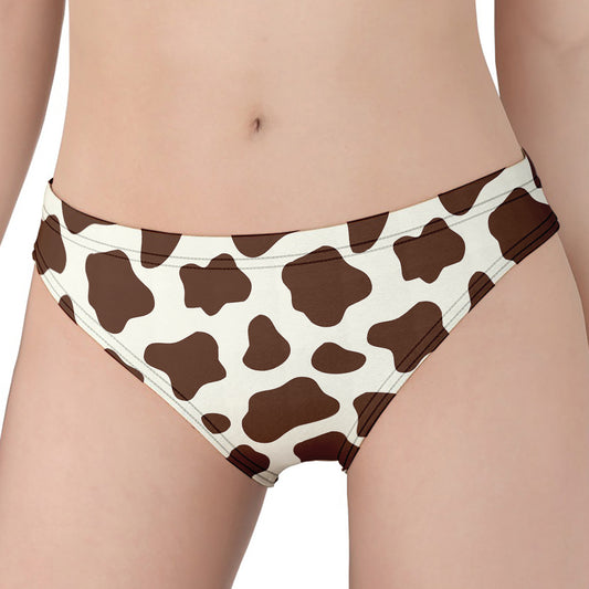 Brown And White Cow Print Women's Panties
