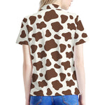 Brown And White Cow Print Women's Polo Shirt
