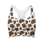 Brown And White Cow Print Women's Sports Bra