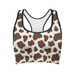 Brown And White Cow Print Women's Sports Bra