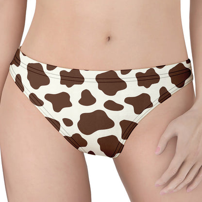 Brown And White Cow Print Women's Thong
