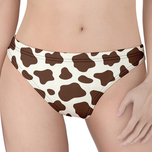 Brown And White Cow Print Women's Thong