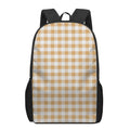 Brown And White Gingham Pattern Print 17 Inch Backpack