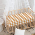 Brown And White Gingham Pattern Print Baby Crib Sheet