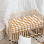Brown And White Gingham Pattern Print Baby Crib Sheet
