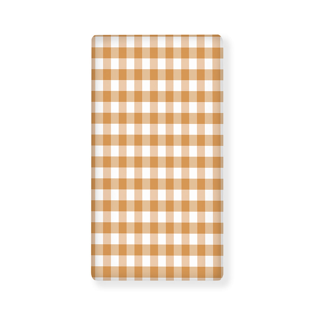 Brown And White Gingham Pattern Print Baby Crib Sheet