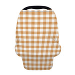 Brown And White Gingham Pattern Print Baby Seat Cover