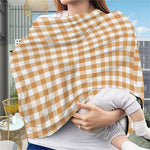 Brown And White Gingham Pattern Print Baby Seat Cover