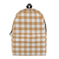Brown And White Gingham Pattern Print School Backpack