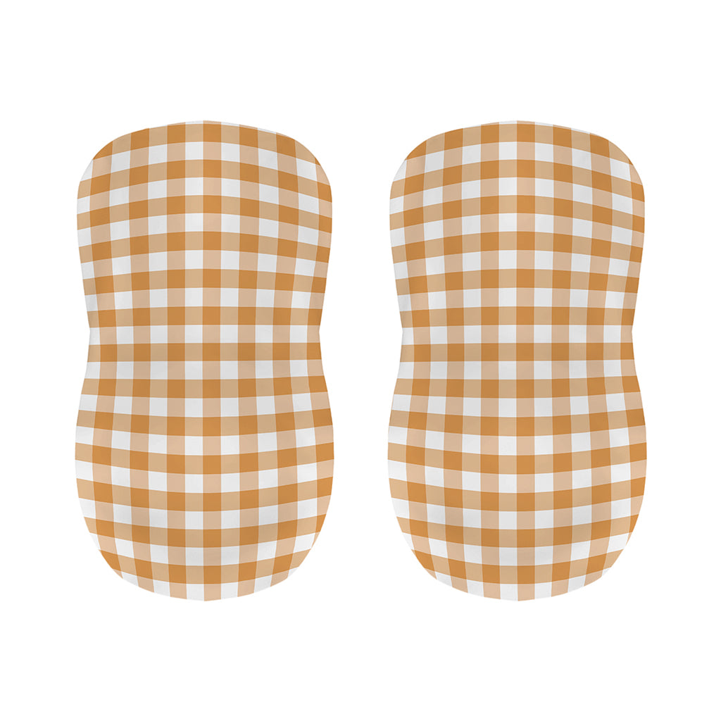 Brown And White Gingham Pattern Print Bar Stool Covers