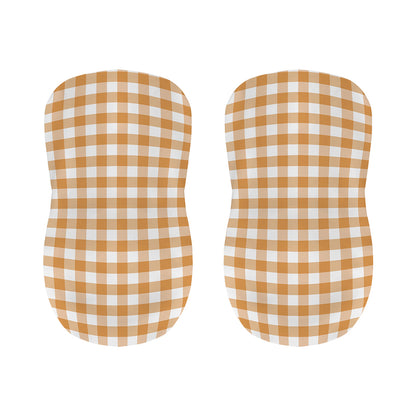 Brown And White Gingham Pattern Print Bar Stool Covers