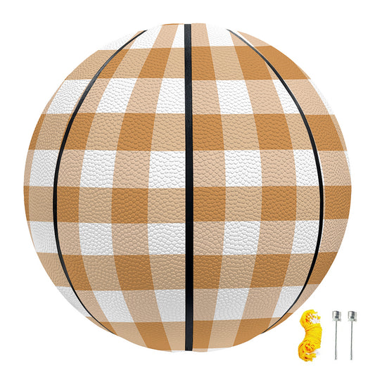Brown And White Gingham Pattern Print Basketball