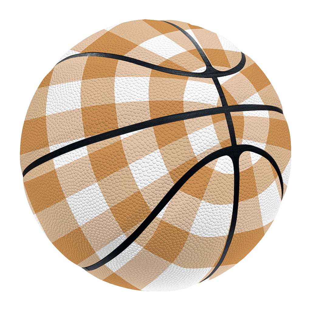 Brown And White Gingham Pattern Print Basketball