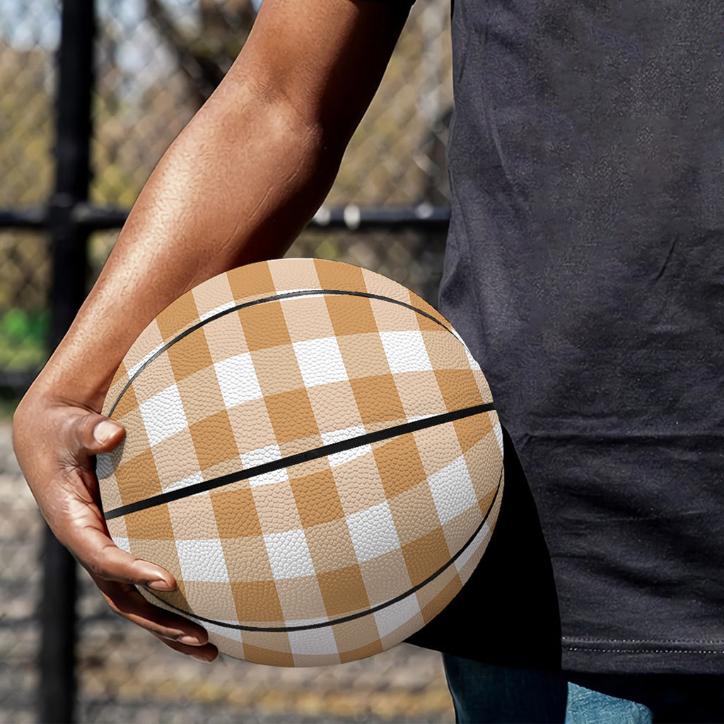 Brown And White Gingham Pattern Print Basketball