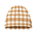 Brown And White Gingham Pattern Print Beanie