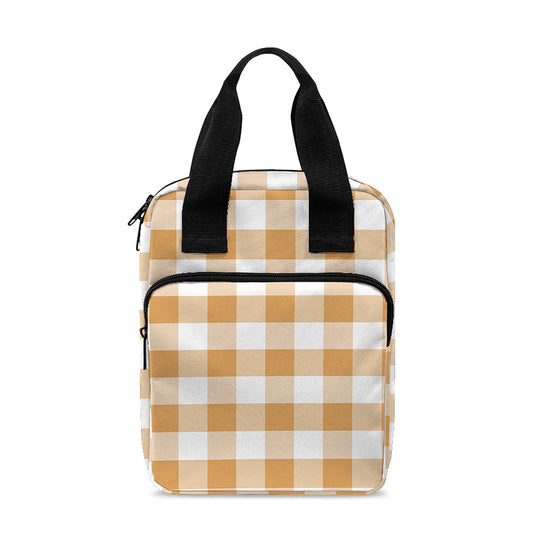 Brown And White Gingham Pattern Print Bible Tote Bag