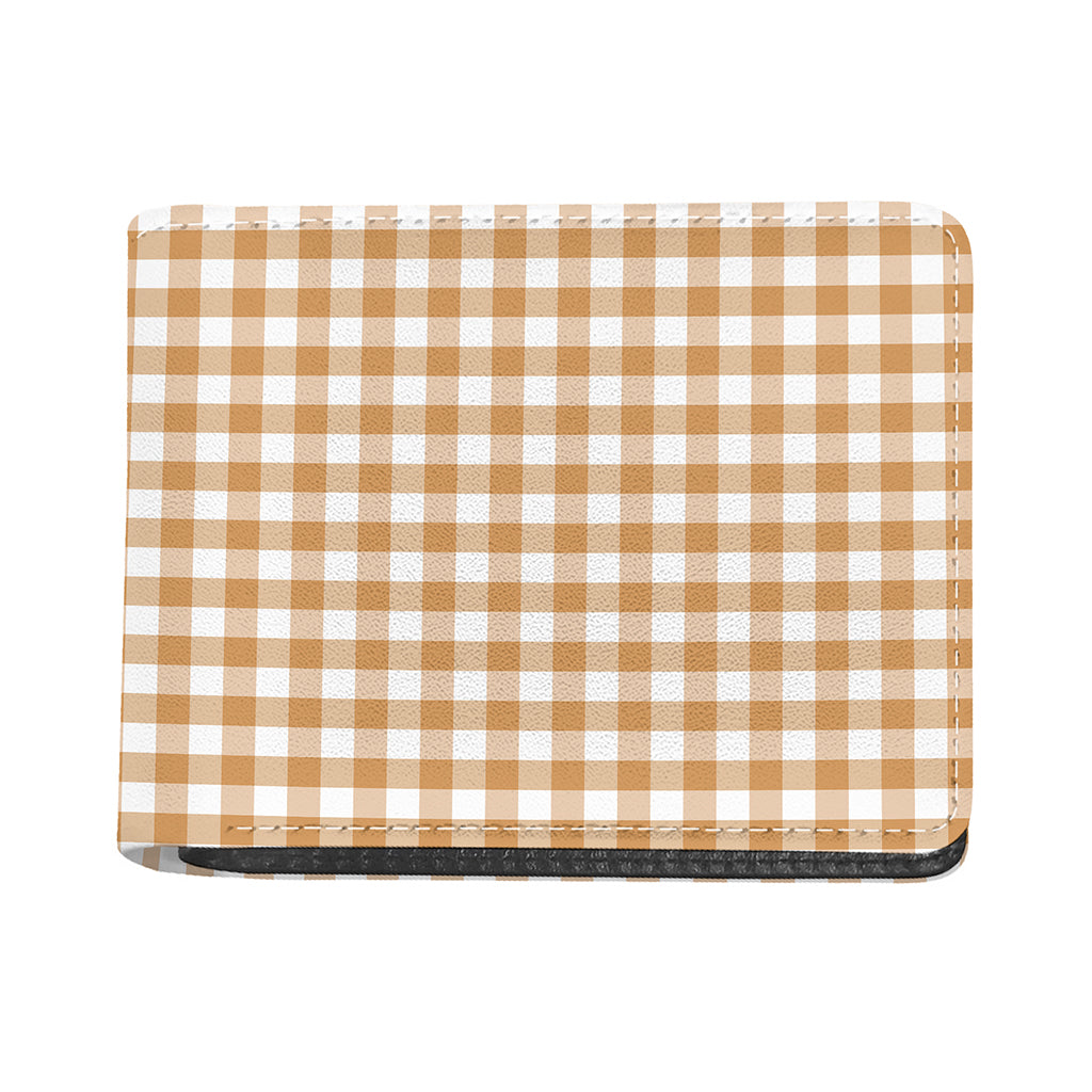 Brown And White Gingham Pattern Print Bifold Wallet