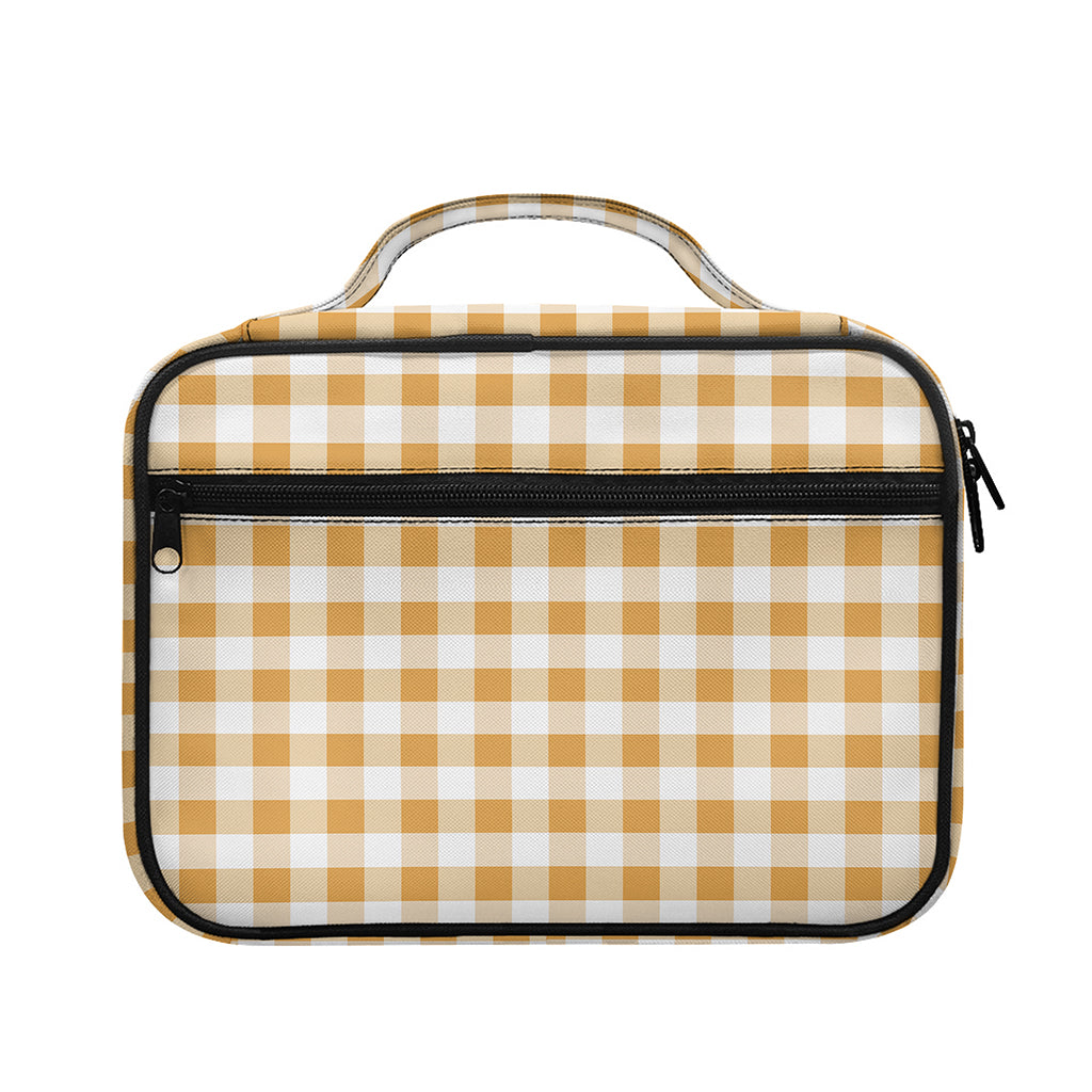 Brown And White Gingham Pattern Print Briefcase Bible Bag