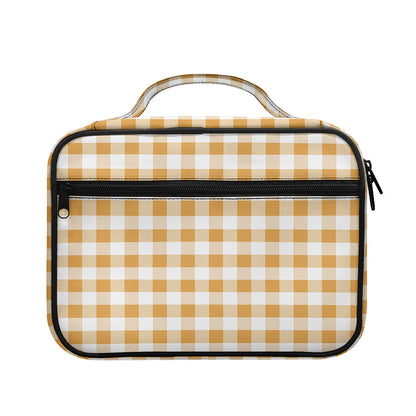Brown And White Gingham Pattern Print Briefcase Bible Bag