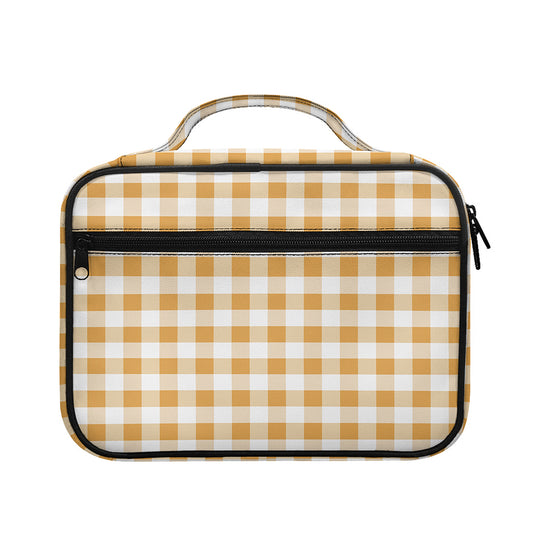 Brown And White Gingham Pattern Print Briefcase Bible Bag