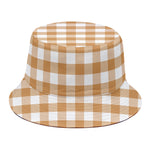 Brown And White Gingham Pattern Print Bucket Hat