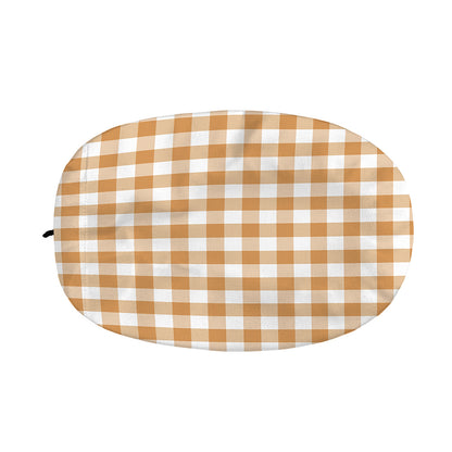 Brown And White Gingham Pattern Print Car Side Mirror Covers