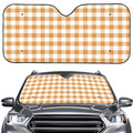 Brown And White Gingham Pattern Print Car Windshield Sun Shade