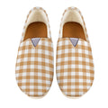 Brown And White Gingham Pattern Print Casual Shoes