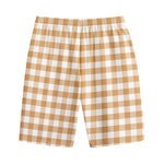 Brown And White Gingham Pattern Print Cotton Shorts