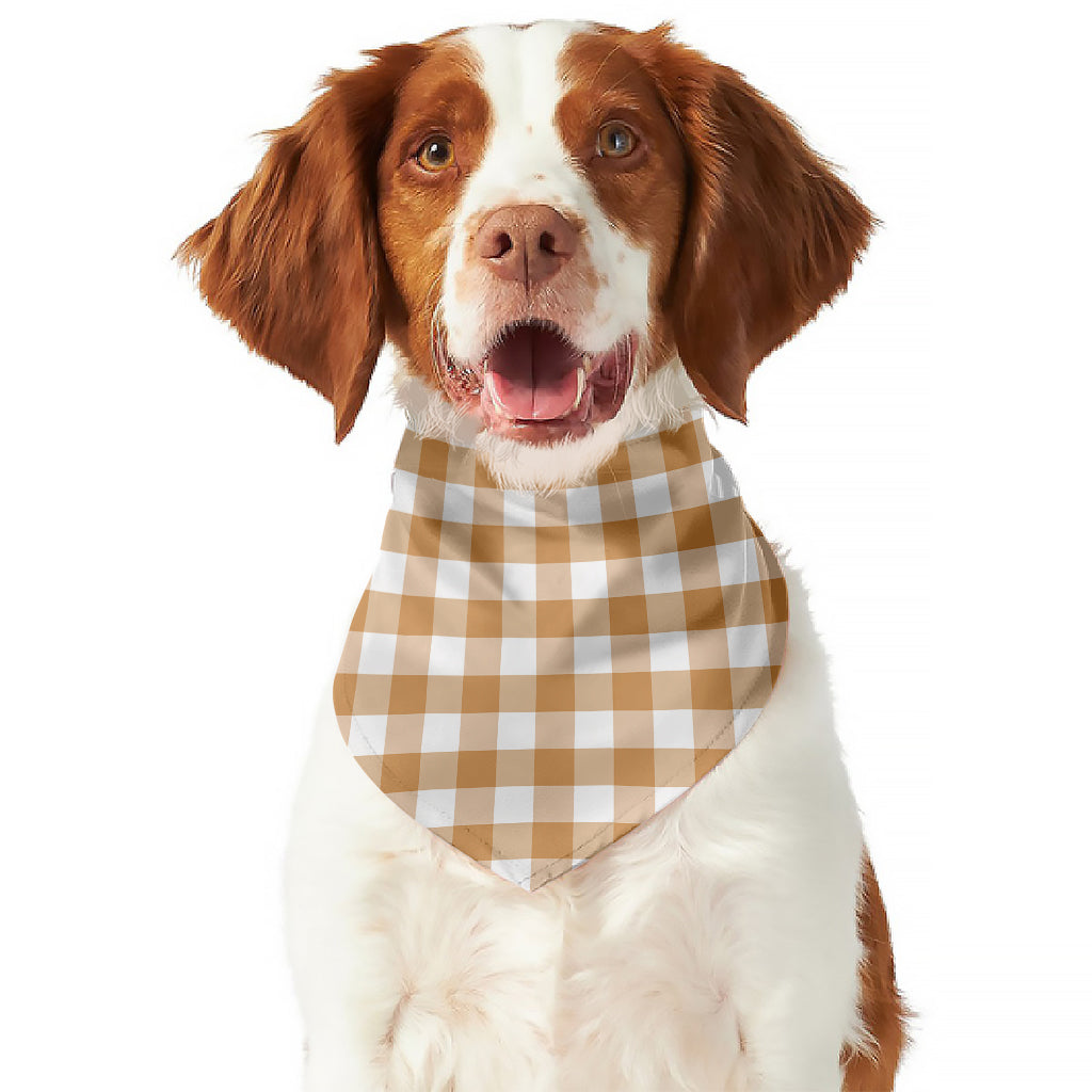 Brown And White Gingham Pattern Print Dog Bandana