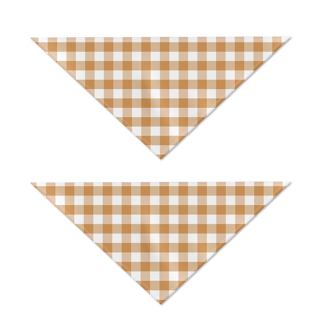 Brown And White Gingham Pattern Print Dog Bandana