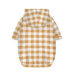 Brown And White Gingham Pattern Print Dog Zip Up Hoodie