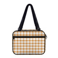 Brown And White Gingham Pattern Print Double Strap Bible Bag