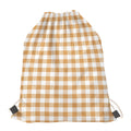 Brown And White Gingham Pattern Print Drawstring Bag