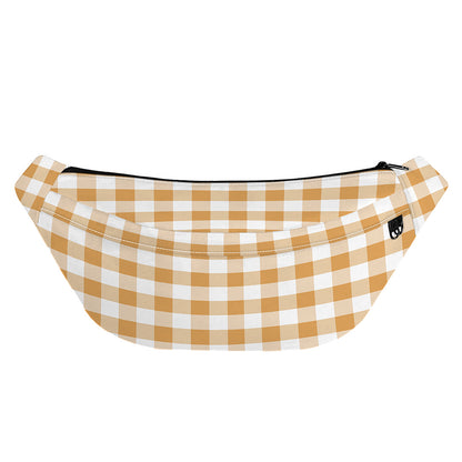 Brown And White Gingham Pattern Print Fanny Pack