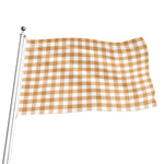 Brown And White Gingham Pattern Print Flag