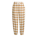 Brown And White Gingham Pattern Print Fleece Lined Knit Pants